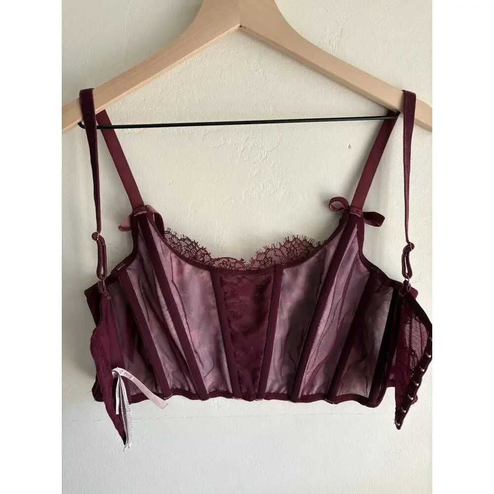 Victoria's Secret Dream Angels‎ S-DD Unlined Corset Bustier Floral Lace Romantic